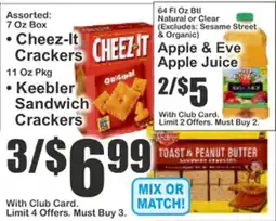 Almonte's Food Dynasty Marketplace Assorted: 7 Oz Box • Cheez-It Crackers 11 Oz Pkg • Keebler Sandwich Crackers offer