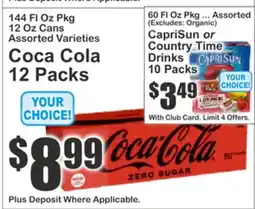 Almonte's Food Dynasty Marketplace Coca-Cola ZERO SUGAR, CapriSun or Country Time Drinks offer