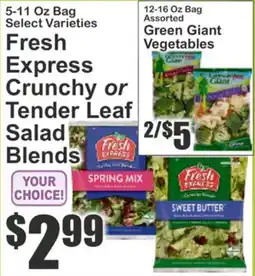 Almonte's Food Dynasty Marketplace Fresh Express Crunchy or Tender Leaf Salad Blends, Green Giant Vegetables offer