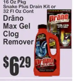 Almonte's Food Dynasty Marketplace Drāno Max Gel Clog Remover offer