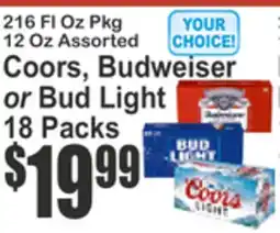 Almonte's Food Dynasty Marketplace Coors, Budweiser or Bud Light 18 Packs offer