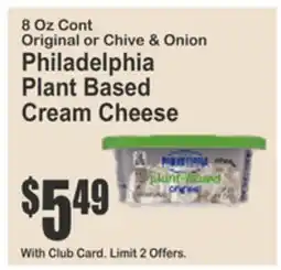 Almonte's Food Dynasty Marketplace Original or Chive & Onion Philadelphia Plant Based Cream Cheese offer