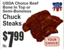 Almonte's Food Dynasty Marketplace USDA Choice Beef Bone In Top or Semi-Boneless Chuck Steaks offer