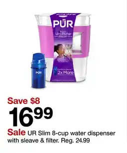 Target UR Slim 8-cup water dispenser with sleave & filter offer