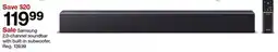Target Samsung 2.0-channel soundbar with built-in subwoofer offer