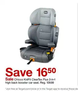 Target Chicco KidFit ClearTex Plus 2-in-1 high back booster car seat offer
