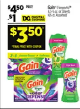 Dollar General Gain Fireworks 4.3-5 oz. or Sheets 105 ct offer