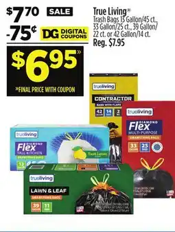 Dollar General True Living Trash Bags offer