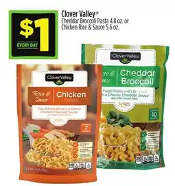 Dollar General Clover Valley Cheddar Broccoli Pasta 4.8 oz. or Chicken Rice & Sauce 5.6 oz offer