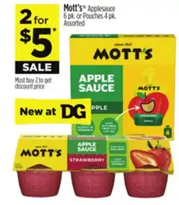 Dollar General Mott's Applesauce 6 pk. or Pouches 4 pk offer