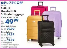 Boscov's SOLITE Hardside & Softside Luggage offer