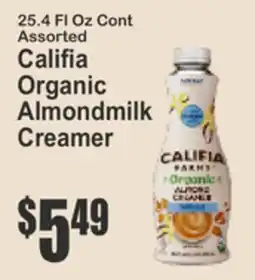 Key Food 25.4 Fl Oz Cont Assorted Califia Organic Almondmilk Creamer offer