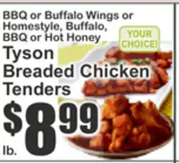 Key Food BBQ or Buffalo Wings or Homestyle, Buffalo, BBQ or Hot Honey Tyson Breaded Chicken Tenders offer