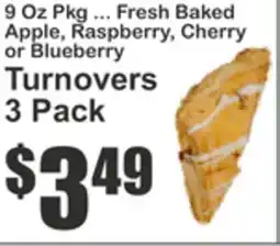 Key Food 9 Oz Pkg ... Fresh Baked Apple, Raspberry, Cherry or Blueberry Turnovers offer