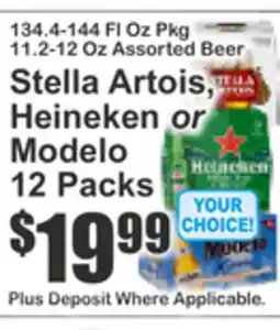 Key Food Stella Artois, Heineken or Modelo 12 Packs offer