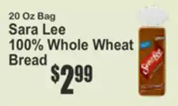 Key Food 20 Oz Bag Sara Lee 100% Whole Wheat Bread offer