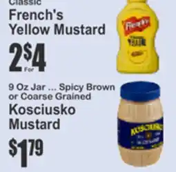 Key Food Classic French's Yellow Mustard ... 9 Oz Jar Spicy Brown or Coarse Grained Kosciusko Mustard offer