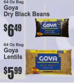 Key Food 64 Oz Bag Goya Dry Black Beans, 64 Oz Bag Goya Lentils offer