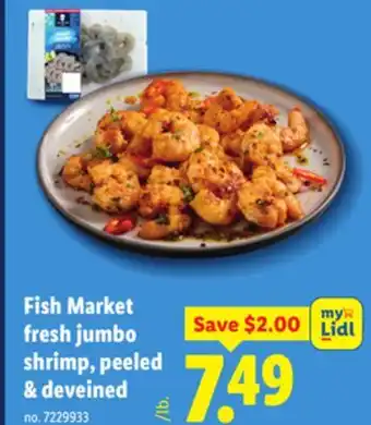 Lidl Fish Market fresh jumbo shrimp, peeled & deveined offer