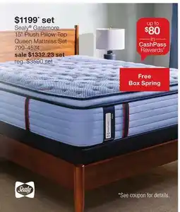 JC Penney Sealy Gatemore 15 Plush Pillow Top Queen Mattress Set offer