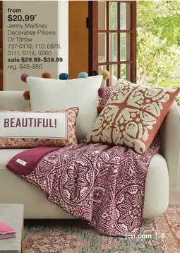 JC Penney Jenny Martinez Decorative Pillows Or Throw offer