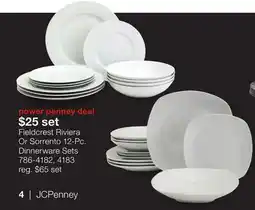JC Penney Fieldcrest Riviera Or Sorrento 12-Pc. Dinnerware Sets offer