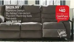 JC Penney Signature Design By Ashley Henderson Pad-Arm Reclining Sofa offer