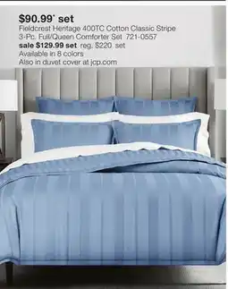 JC Penney Fieldcrest Heritage 400TC Cotton Classic Stripe 3-Pc. Full/Queen Comforter Set offer