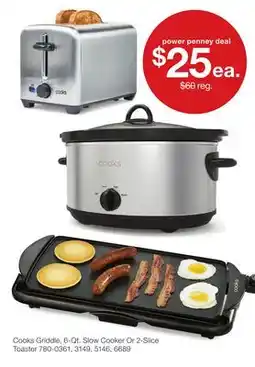 JC Penney Cooks Griddle, 6-Qt. Slow Cooker Or 2-Slice Toaster offer