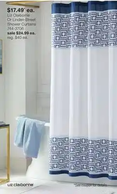 JC Penney Liz Claiborne Or Linden Street Shower Curtains offer