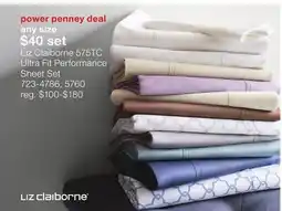 JC Penney Liz Claiborne 575TC Ultra Fit Performance Sheet Set offer