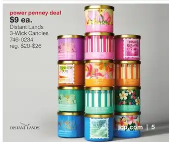 JC Penney Distant Lands 3-Wick Candles offer