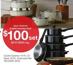 JC Penney Cooks Ceramic 14-Pc. Or Wave 12-Pc. Cookware Set offer