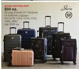 JC Penney Skyway Everett 20 Hardside Or Softside Luggage offer