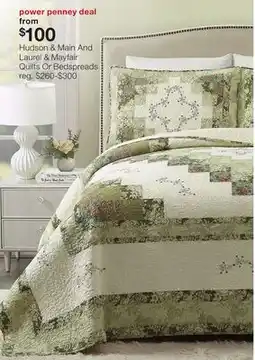 JC Penney Hudson & Main And Laurel & Mayfair Quilts Or Bedspreads offer