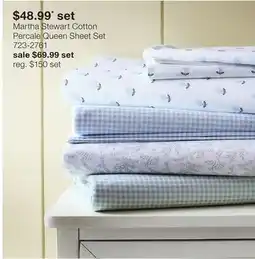 JC Penney Martha Stewart Cotton Percale Queen Sheet Set offer