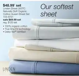 JC Penney Linden Street 300TC Naturally Soft Organic Cotton Queen Sheet Set offer
