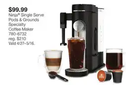JC Penney Ninja Single Serve Pods & Grounds Specialty Coffee Maker offer