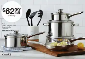 JC Penney Cooks 13-Pc. Stainless Steel Cookware Set offer