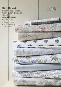JC Penney Linden Street Vintage Wash Queen Sheet Set offer