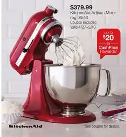 JC Penney KitchenAid Artisan Mixer offer