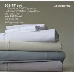 JC Penney Liz Claiborne 500TC Signature Soft Supima Cotton Queen Sheet offer