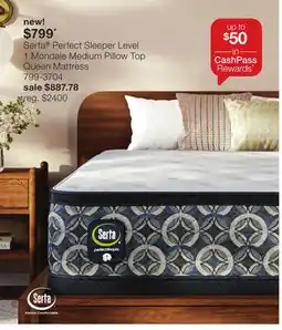 JC Penney Serta Perfect Sleeper Level 1 Mondale Medium Pillow Top Queen Mattress offer