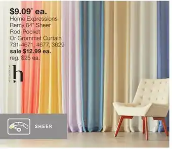 JC Penney Home Expressions Remy 84 Sheer Rod-Pocket Or Grommet Curtain offer