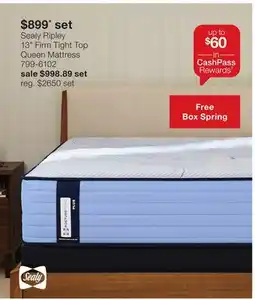 JC Penney Sealy Ripley 13 Firm Tight Top Queen Mattress offer