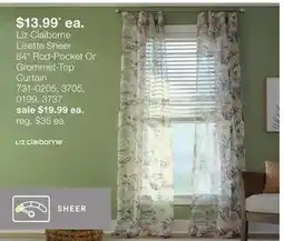 JC Penney Liz Claiborne Lisette Sheer 84 Rod-Pocket Or Grommet-Top Curtain offer