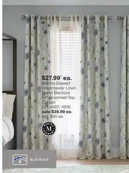 JC Penney Martha Stewart Westchester Linen Blend Blackout 84 Grommet-Top Curtain offer