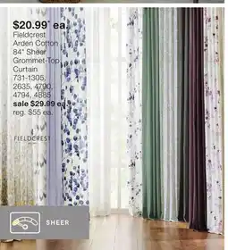 JC Penney Fieldcrest Arden Cotton 84 Sheer Grommet-Top Curtain offer