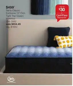 JC Penney Serta Classic Exclusive 13 Firm Tight Top Queen Mattress offer