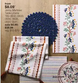 JC Penney Jenny Martinez Table Linens offer